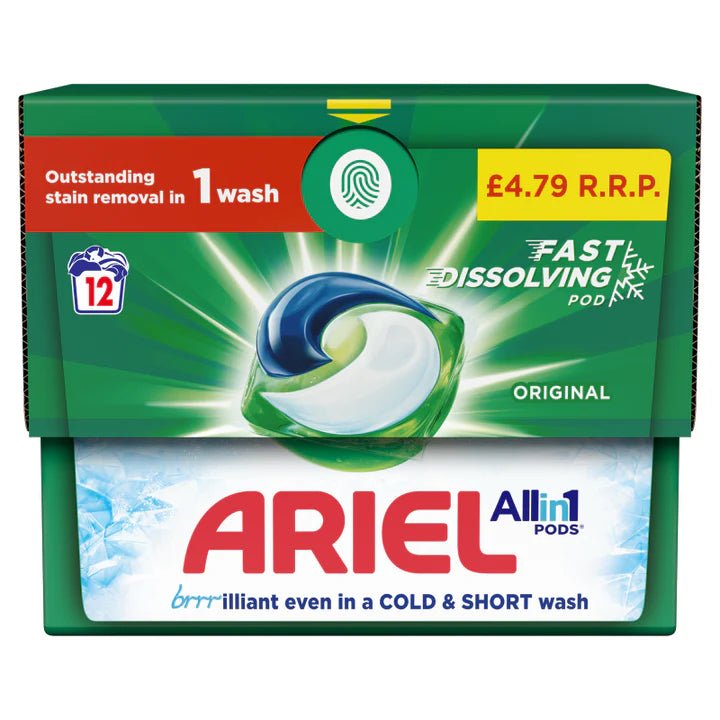 Ariel All in 1 Laundry Washing Pods Original 12w PMP £4.79 - Case of 4