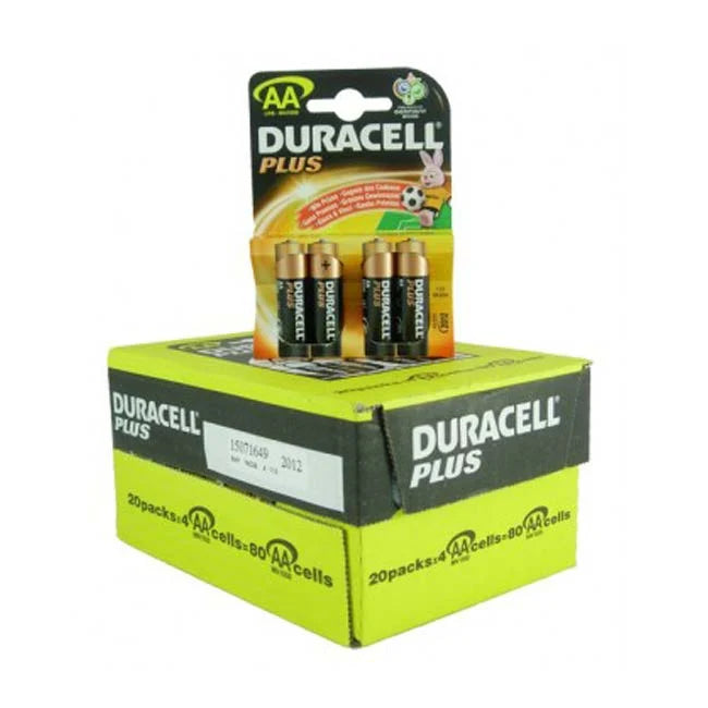 Duracell Plus AA Battery 4 Pack - Case of 20